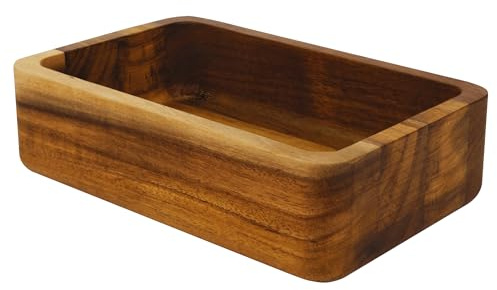 Jean & Len trä arrangör av akaciaträ, snygg förvaring för kosmetika, accessoarer & kontor, med unik ådring, hållbar förvaringslåda, handrengöring, 18 x 12 x 5 cm