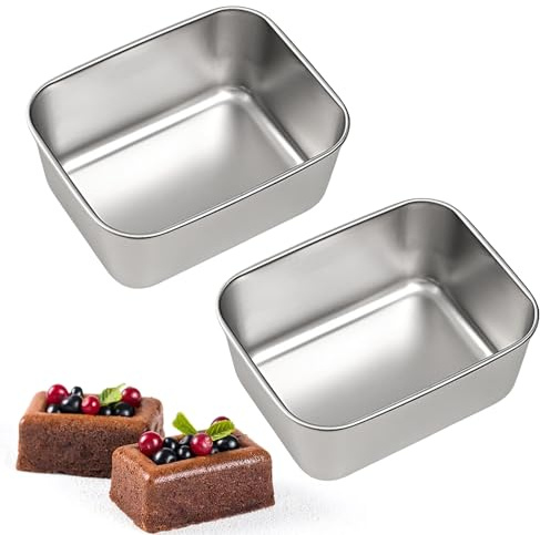 Embhlitfe Juego de 2 moldes para pan, de acero inoxidable, para hornear pasteles, plátano, pan, tostadas, pasteles, lasaña, 13,5 x 10,5 x 5,5 cm, rectangular para hornear y preparar alimentos