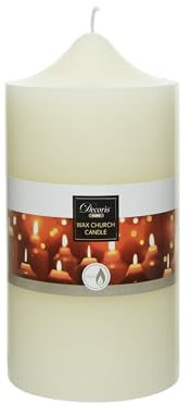 Kirchenkerze 10x20cm Paraffin - groß & duftneutral - ca. 155 Stunden lange Brenndauer - Wachskerze als Taufkerze Hochzeitskerze - Blockkerze für Hochzeit Taufe Weihnachten - Ivory Elfenbein