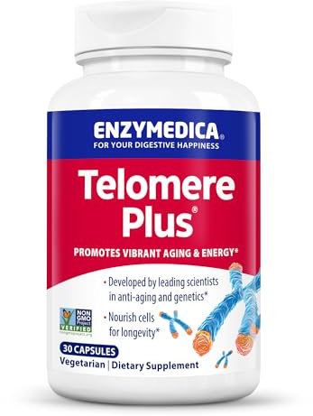Enzymedica, Telomere Plus, Cellular Support, Dietary Supplement, 30 Capsules, Vegetarian, Gluten-Free, Soy-Free