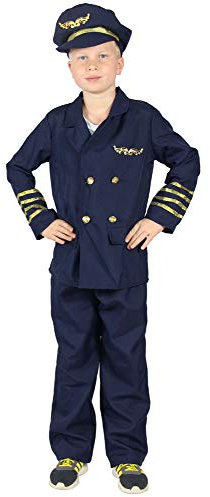 Foxxeo Pilotenkostüm für Kinder Piloten Uniform für Jungen Kostüm Pilot Größe 122-128