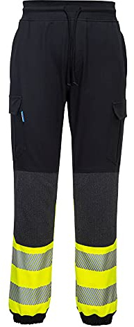 Portwest Pantalón De Alta Visibilidad Kx3 Flexi, Tamaño: M, Color: Negro/Amarillo, KX341KYRM