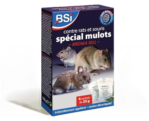 BSI - Anti Rats - Souris Et Mulots - 150g - Grains - Efficacité Radicale - Avoine Attrayante - 6 x 25g - Prêt A l'emploi - Haute Qualité - Autour comme pour La Maison, Violet