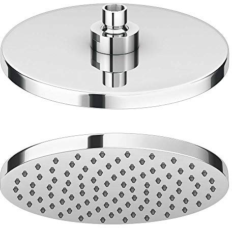 Taps2Traps® Chrome Round 200mm Overhead Shower Head with Anti-Limescale Nozzles + Swivel Joint