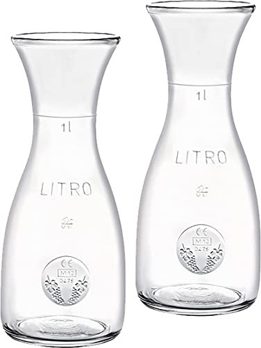 Wasserkaraffe Saftkaraffe Weinkaraffe Misura in verschiedenen Größen zur Auswahl Glaskaraffe (2 x 1,0L)