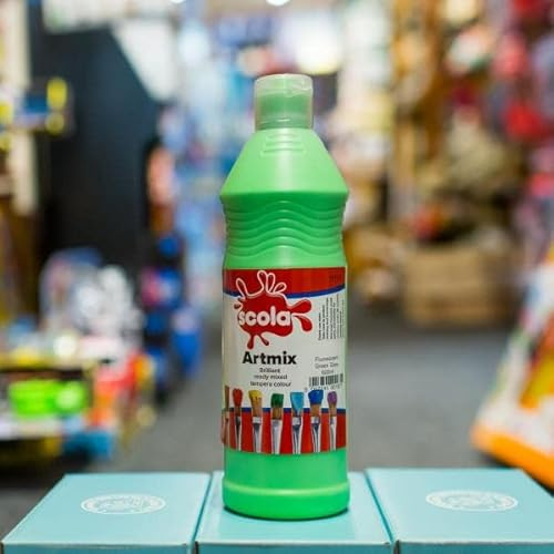 scola 600ml Artmix Flourescent Poster Paint - Glow Green