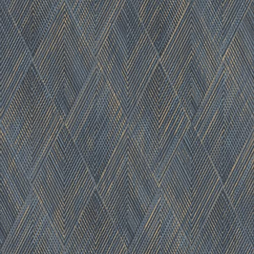 Rasch Tapet 844146 – fleecetapet i blått och guld med geometriskt mönster av romber från kollektionen Perfecto VI – 10,05 m x 0,53 m (L x B):