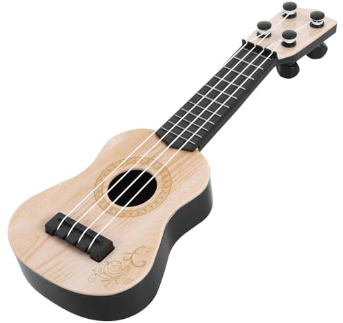 Toddmomy Children Ukulele Toy 10 Inch Wooden Musical Instrument Educational Guitar Toy for Toddlers and Preschool Kids with Smooth Strings and Vibrant Sound