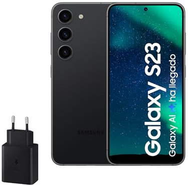 Samsung Galaxy S23, 256GB + Cargador de 45W - Smartphone Android con IA, Teléfono Móvil Desbloqueado, Color Negro (Versión Española)