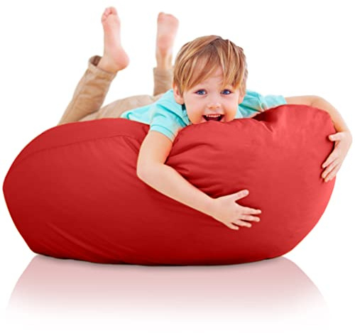 Aiire Puff Infantil XXL con Relleno Incluido - Sillon Infantiles para Decoracion Habitacion Niña - Silla, Sofa o Puf Gamer - Sillon Gamer Gigante Rojo - Originales Regalos para Niños de 6 a 10 Años
