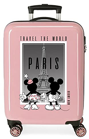 Disney Topolino e Minnie Travel the World Paris Nude valigia cabina 38x55x20 cm ABS rigido Chiusura laterale a combinazione 34L 2 kg 4 doppie ruote bagaglio a mano
