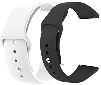 BSITSSS 2 Stück Silikon Uhrenarmbänder, Uhrenarmband 22mm Silikon Smartwatch Armband, Watch Straps Verstellbare Armbänder mit Schnellverschluss, Armband Smartwatch 22mm für Damen Herren