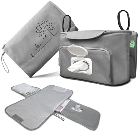 DC Prime Borsa Passeggino Leggero 25 Kg Portata con Fasciatoio Neonato Portatile, Sacco Per Passeggino Universale con Gancio Passeggino Accessori Passeggino, Zaino Mamma Neonato, Baby Bag Organizer