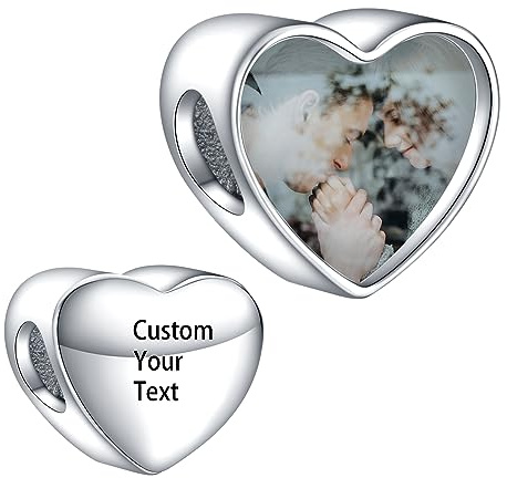 Annmors 925 Sterling Silber Charm Personalisierte Foto Anhänger Fit Armband Halskette Maßgeschneiderte TV Bild Perle Frauen Mädchen Katzen Hunde Baby Familie