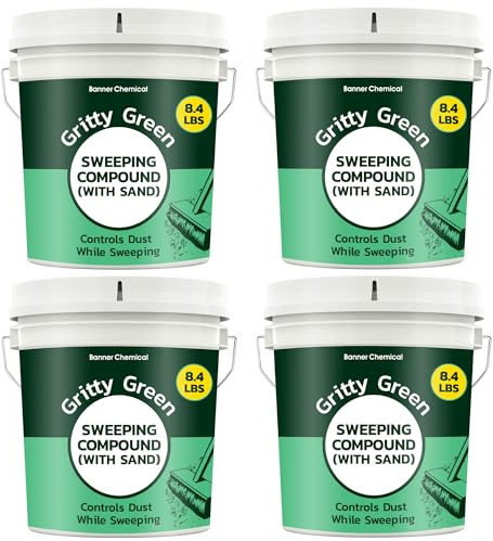 Gritty Green Sweeping Compound med sand, effektiv dammkontroll på cement och oavslutade golv, sand och sand bryter ner löst damm för ännu djupare rengöring, utan