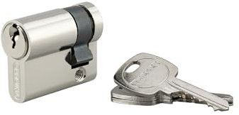 THIRARD - Demi-Cylindre de Serrure STD UNIKEY - Laiton Nickelé - S'entrouvrant - Mécanisme à 5 Goupilles - 30 x 10 mm - Gris - Protection Anti-Arrachement - Livré avec 3 Clés Crantées