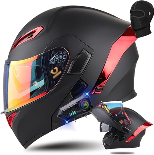 ZHTBATE Modulable Casque Moto Homme Et Femme Homologué ECE Bluetooth Flip Up Casque Adulte Moto avec Double Visière pour Anti-Collision Casque Scooter Casque Integral Modulable pour Locomotive