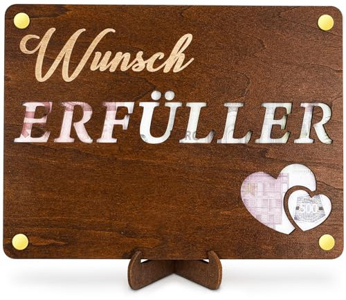 MestectPET Wunscherfüller Geldgeschenk XL Geldgeschenke Verpackung, Geld Geschenke aus Holz Geldgeschenke Geburtstag Wunscherfüller Geburtstagskarte für Jugendweihe, Hochzeit, Konfirmation, Kommunion