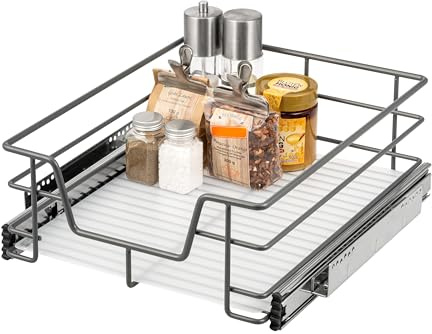 bremermann cassetto telescopico 45 cm con ripiano, per montaggio successivo, con guide telescopiche a sfera, ideale per cucina, bagno e camera da letto, in metallo (Grigio)