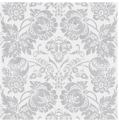 Superfresco Easy Como Silver Damask Wallpaper Superfresco
