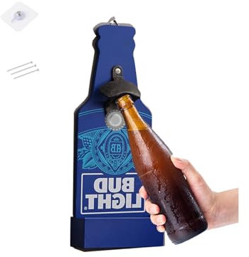 Furforstk abridor cerveza abrebotellas abridor cerveza pared Con recogedor de tapas de botellas abridor de botellas para bar cocina exterior jardín fiesta de barbacoa - regalos para hombre (A-azul)