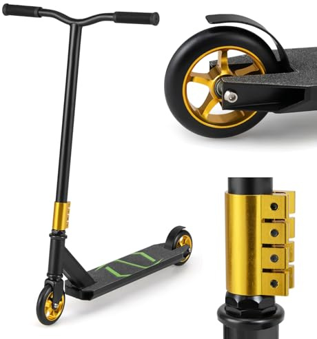 GYMAX Pro Stunt Scooter for Kids & Teens Ages 10+, Lightweight Freestyle With PU Wheels & Aluminum Deck, 360° Spin Handlebar Street Tricks
