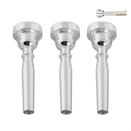 HJYDGJ 3 Stück Zubehör für Trompeteninstrumente Messing Trompete Mundstück 3C 5C 7C Größe Instrument Zubehör Trompetenmundstück - Silber