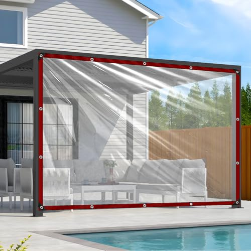 Clear Tarps Heavy Duty Waterproof 6x8 Plastic Tarp with Grommets Clear Vinyl Tarps for Outdoor Patio Enclosure Chicken Coop Covers Waterproof Transparent Tarpaulin for Porch Greenhouse Plant