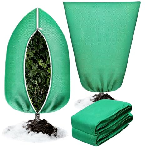 ZHYTUAL 2 Tessuto Non Tessuto per Piante Resistenti al Gelo e agli Insetti Telo per Piante Antigelo con Cerniera e Coulisse Adatti per Piante in Vaso Roseti Ulivi e Fioriere Sospese 80x120 Cm