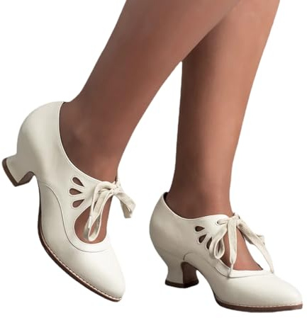 Nuqqichongtian Pumps - Scarpe con tacco alto e tacco a blocco, eleganti, con tacco alto, da donna, larghe, da infilare, per feste