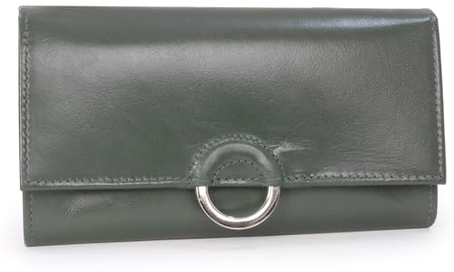 Catwalk Collection Handbags - Grande Portafoglio Donna in Pelle - Portamonete Per 8 Carte di Credito - Portacarte - RFID Protezione - Odette - Verde