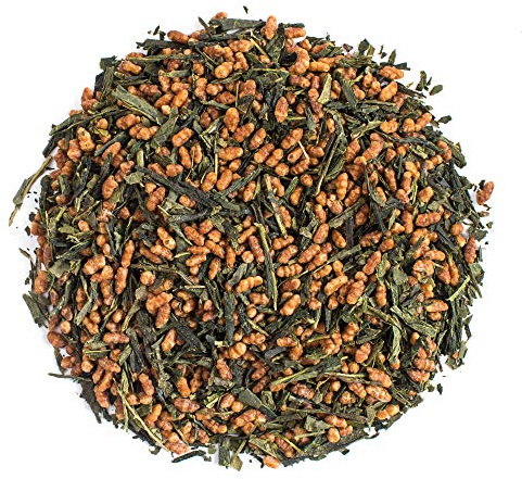 Moya Genmaicha Ekologiskt Japanskt Grönt Te Lösa Blad | 100g Sencha med Ris| Te från Japan | Vänligt för Veganer och Vegetarianer | Förpackat i en Flerfärgad Kartongburk | Perfekt för en Present