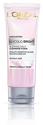 L'Oreal Paris Glycolic Bright Daily Foaming Facial Cleanser, 50ml |Daily Glowing Face Wash for Dull Skin