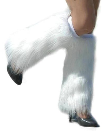 zfyanssee 40cm Ladies Fashion Boot Cuff Fluffy Soft Furry Faux Fur Leg Warmer Boot Toppers (White)