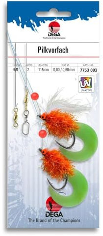 DEGA Pilk- und Dorschpaternoster, Angelsystem für Dorsch- und Pilkfischen, Salzwasservorfach, Haken 6/0, Pilksystem (Luminous)