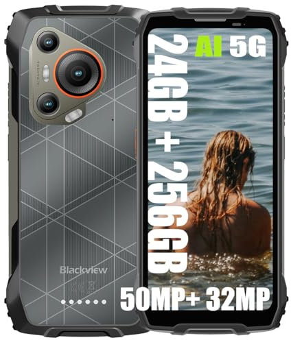 Blackview BL7000 5G Rugged Smartphone 2025 Newest, Android 15 Phone, 24GB+256GB/2TB Rugged Phone, 50MP+20MP AI Camera, 6.78'' 120Hz Display, 7500mAh/33W, IP68/69K Waterproof Smartphone, NFC/OTG, Black