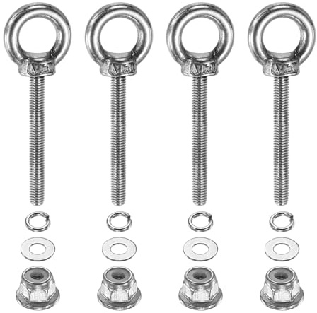 PATIKIL Bullone Ad Occhiello Con Spalla M3 X 25mm 4 Pezzi 304 Acciaio Inossidabile Anello Di Sollevamento Con Dadi A Flangia Rondelle Piane E Rondelle Di Blocco Interno