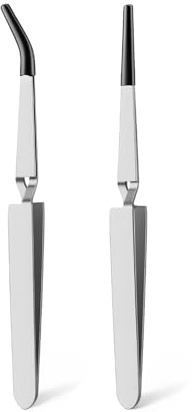 JJUNW 2 pinzette con chiusura a croce, curve e dritte, in acciaio inox, pinzette per saldare, per fai da te, produzione di gioielli, laboratorio elettronico