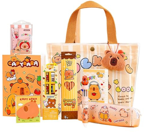 Capybara-Briefpapier-Set – Süßes Càpybara-Federmäppchen | Fèdermäpp̀chen Zum Öffnen Des Mundes, Stiftetui, Stick-Notizbuch-Sèt, Niedliches Schulmaterial, Für Zuhause, Kindergarten, Klassenzimmer, Lern