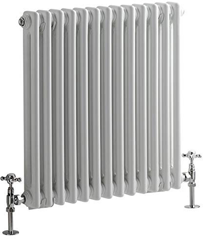 Milano Windsor - White Cast Iron Style Horizontal Double Column Radiator - 600mm x 605mm