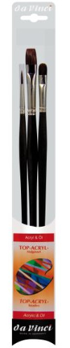 da Vinci, TOP-ACRYL-Malpinselset, 7185 Größe 12, 7485 Größe 8, 7785 Größe 4, Künstlerpinsel, robuste Borsten Acryl, Öl, Gouache, Tempera , Made in Germany, Set