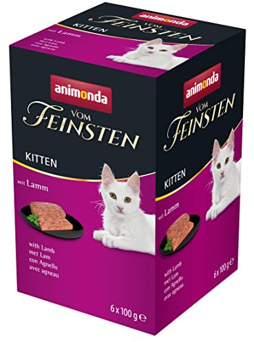 animonda vom Feinsten Kitten Katzenfutter nass mit Lamm (6 x 100 g), Kitten getreidefreies Katzen Nassfutter ohne Zucker, mit frischen fleischigen Zutaten