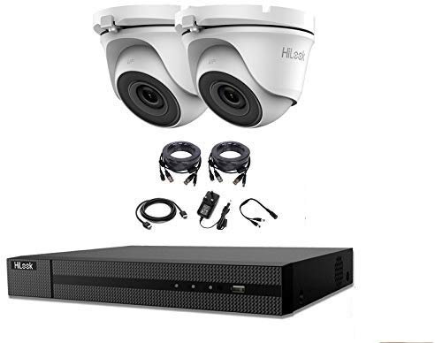 HILOOK 5MP CCTV SYSTEM 4CH 5 MP DVR CAMERA INDOOR OUTDOOR 2X White DOME TURRET CAMERAS 2OM NIGHT VISION HDMI KIT (2TB HDD Pre-Installed)