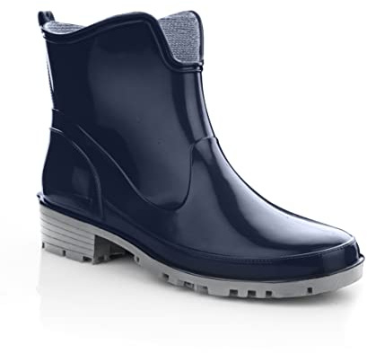Lemigo Bottes en Caoutchouc Cheville Pour Femmes Bottes de Pluie Courtes Elke (Bleu foncé, Système Taille Chaussures EU, Adulte, Numérique, Moyen, 36)