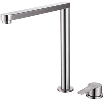Miscelatore Cucina Sottofinestra, Rubinetto Cucina Acciaio Inossidabile 2 Fori Girevole Acqua Calda e Fredda Rubinetto da Cucina Sottofinestra-Spazzolato
