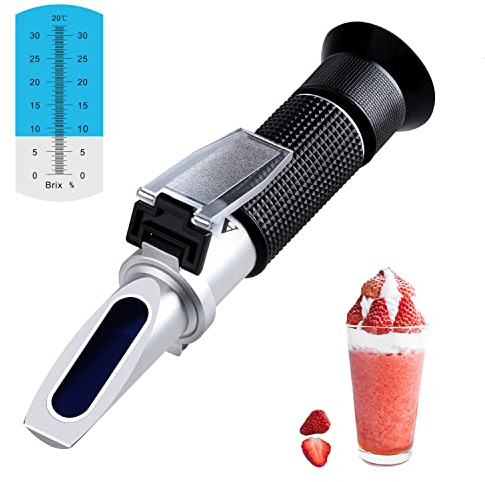 XinJiaYi Refraktometer Zucker 0~32%,Tragbares Brix-Refraktometer Zuckergehaltstest, hochgenaues Brix-Messgerät mit ATC für Fruchtgetränke und Säfte