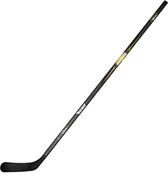 MUWO Palo de hockey sobre hielo para niños, adolescentes y adultos, de madera de abedul, para diestros, principiantes y avanzados, en longitudes de 128, 148 y 166 cm, color negro (amarillo, adulto 166