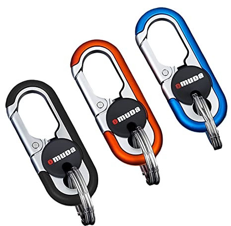 TUZHE Schlüsselanhänger Karabiner 3STK，Schlüssel Karabiner Carabiner Autoschlüsselanhänger Rostfreier Stahl Schlüsselkarabina mit 6 Schlüsselring, Schwarz, rot, blau