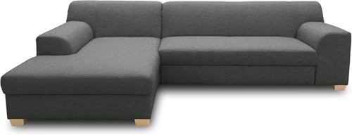 DOMO. collection Sofá esquinero Tinos pequeño en Forma de L, sofá esquinero de Esquina, Esquina, 273 x 157 x 74 cm (Ancho x Profundidad x Alto), Color Gris Oscuro