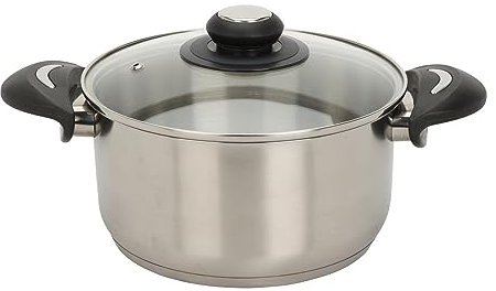 Edelstahl Kochtopf mit Glasdeckel - 2,1 L / 20 x 15,5 cm - Universal Küchentopf mit Griffen - Topf für Nudeln Kartoffeln Suppen Eintopf für alle Herdarten spülmaschinenfest